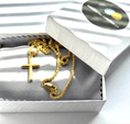 Load image into Gallery viewer, 14K solid gold small cross pendant with wheat chain in elegant gift box, perfect for men, women, and teens.