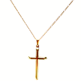 Load image into Gallery viewer, Figaro Link Chain in 24K Yellow Gold with Cross Pendant – 2mm