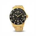 Load image into Gallery viewer, Limited Edition Try it, love it, or return it Saint Michael Dive Watch – 40 mm Stainless Steel Case, Sapphire Crystal, Quartz Movement, Black Bezel & Black or Gold Bracelet – Water-Resistant Dress & Sport Timepiece