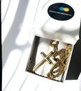 Load image into Gallery viewer, 24K gold rope chain cross pendant in elegant packaging by Incredible Chic Collections LLC.