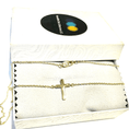 Load image into Gallery viewer, Solid 14k gold tiny cross necklace in gift box, perfect for layering and everyday wear, ideal gift for her.
