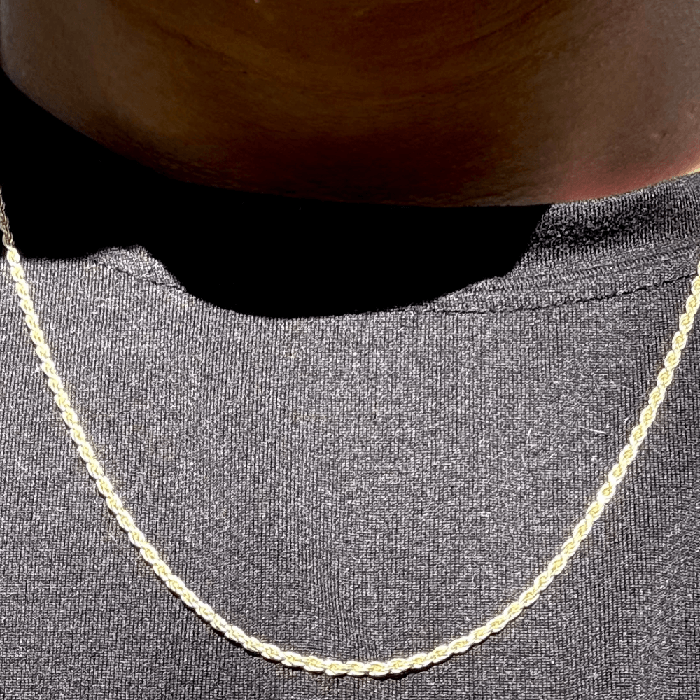 10K Solid Yellow Gold 1.5mm Diamond-Cut Rope Chain Necklace – 20"