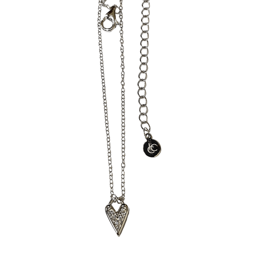 14K white gold hollow heart pendant necklace with zircon stones, perfect for everyday wear or special occasions.