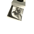 Load image into Gallery viewer, 14K white gold hollow heart pendant necklace showcased in an elegant gift box, perfect for special occasions.
