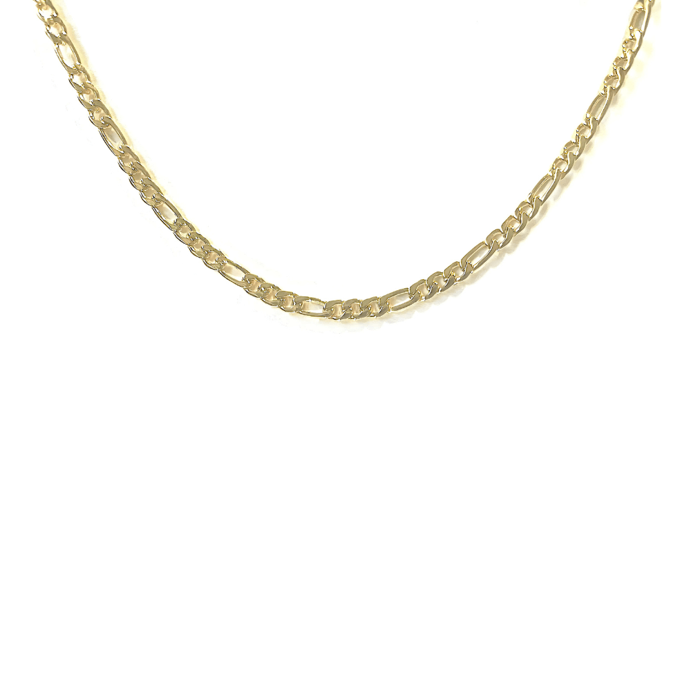 24K gold filled Figaro chain necklace, 4mm width, 18 inches, showcasing alternating link design.