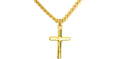 Load image into Gallery viewer, 14K solid gold cross pendant on a wheat chain, ideal for men, women, and teens, showcasing timeless elegance.
