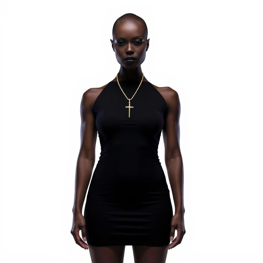 Incredible Chic Collections 24K Rope Chain Necklace with Cross Pendant, 3mm 20", Unisex – Gold Plated Finish (0.05–0.5 Microns)