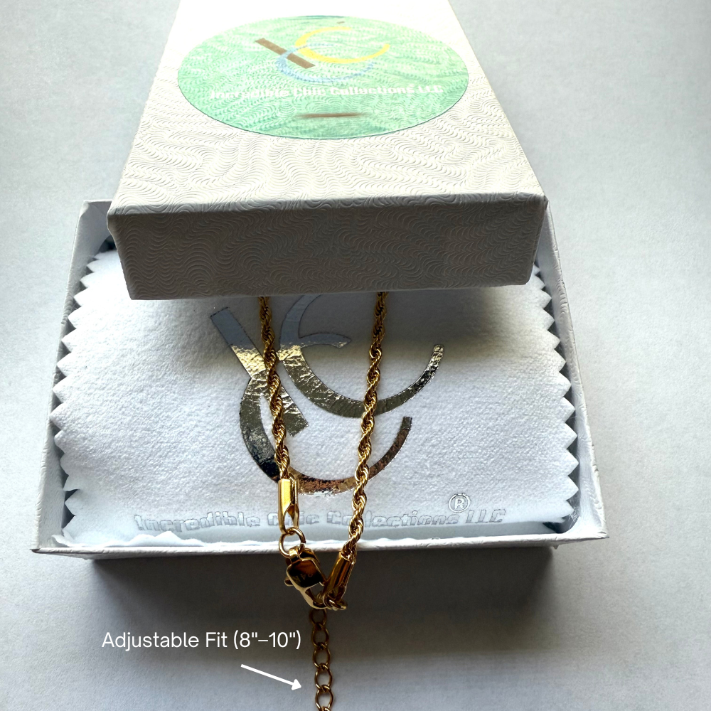 24K Miami Rope Cuban Anklet Bracelet Gold Plated (8–10”)