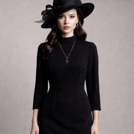 Figaro Link Crucifix Necklace in 24K Yellow Gold – 2mm, 20",22" - Unisex