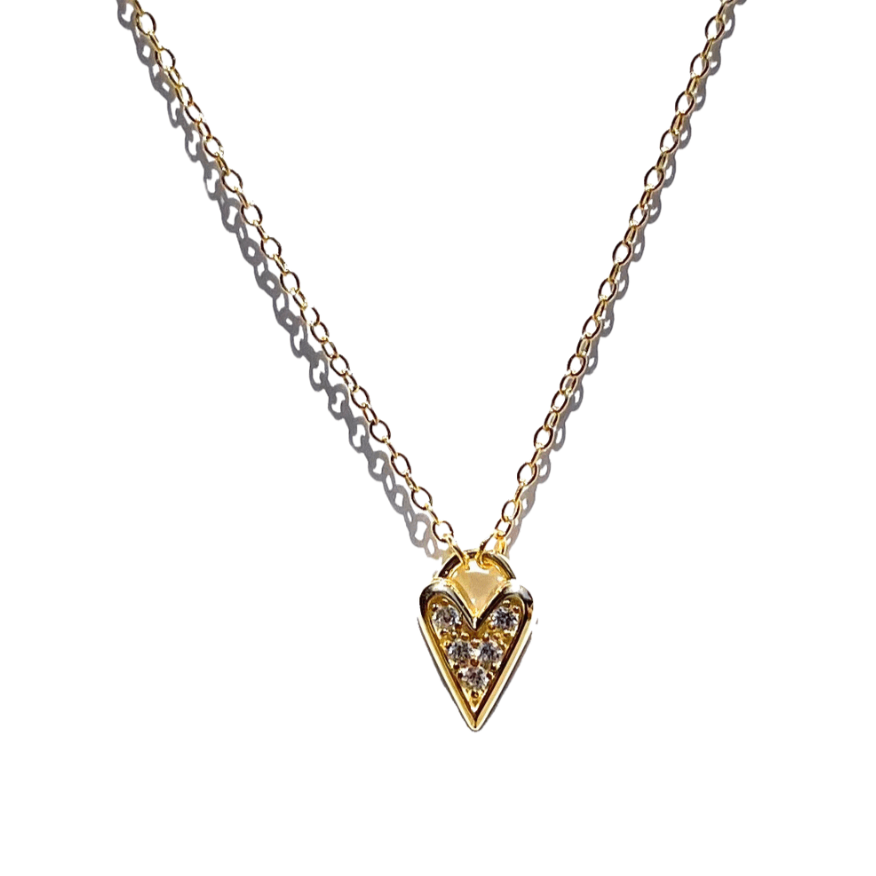 Elegant 14K gold over silver heart pendant, 18" chain, timeless & stylish.