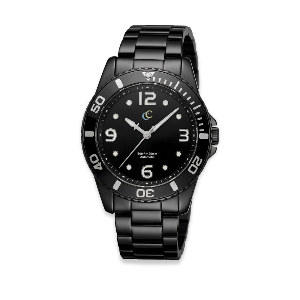 Limited Edition Try it, love it, or return it Saint Michael Dive Watch – 40 mm Stainless Steel Case, Sapphire Crystal, Quartz Movement, Black Bezel & Black or Gold Bracelet – Water-Resistant Dress & Sport Timepiece