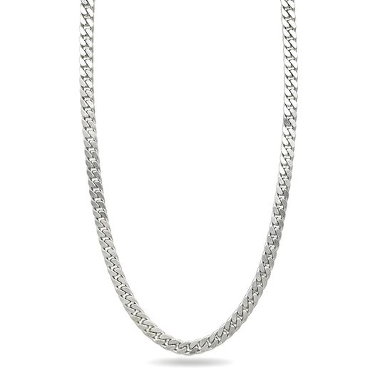 Miami Cuban Link Chain 14K White Gold Filled – 7mm, 22", Box Lock with Safety Latches