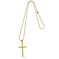Load image into Gallery viewer, 14K Solid Gold Rope Cross Pendant & 1.3mm Rope Chain, 20" – Ball Bail Design, Lobster Clasp Closure
