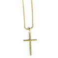 Load image into Gallery viewer, 14K Solid Gold Rope Cross Necklace with 1.3mm Rope Chain - 20"
