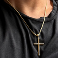Load image into Gallery viewer, 14K Solid Gold Rope Cross Necklace with 1.3mm Rope Chain - 20"
