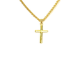 Load image into Gallery viewer, 14K Solid Gold Small Cross Necklace with 2mm Wheat Chain, 20 Inch - Unisex
