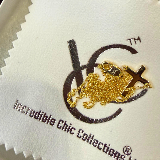 Dainty Cross Pendant Necklace in 14K Yellow Gold, Ideal Gift for Her - 18"