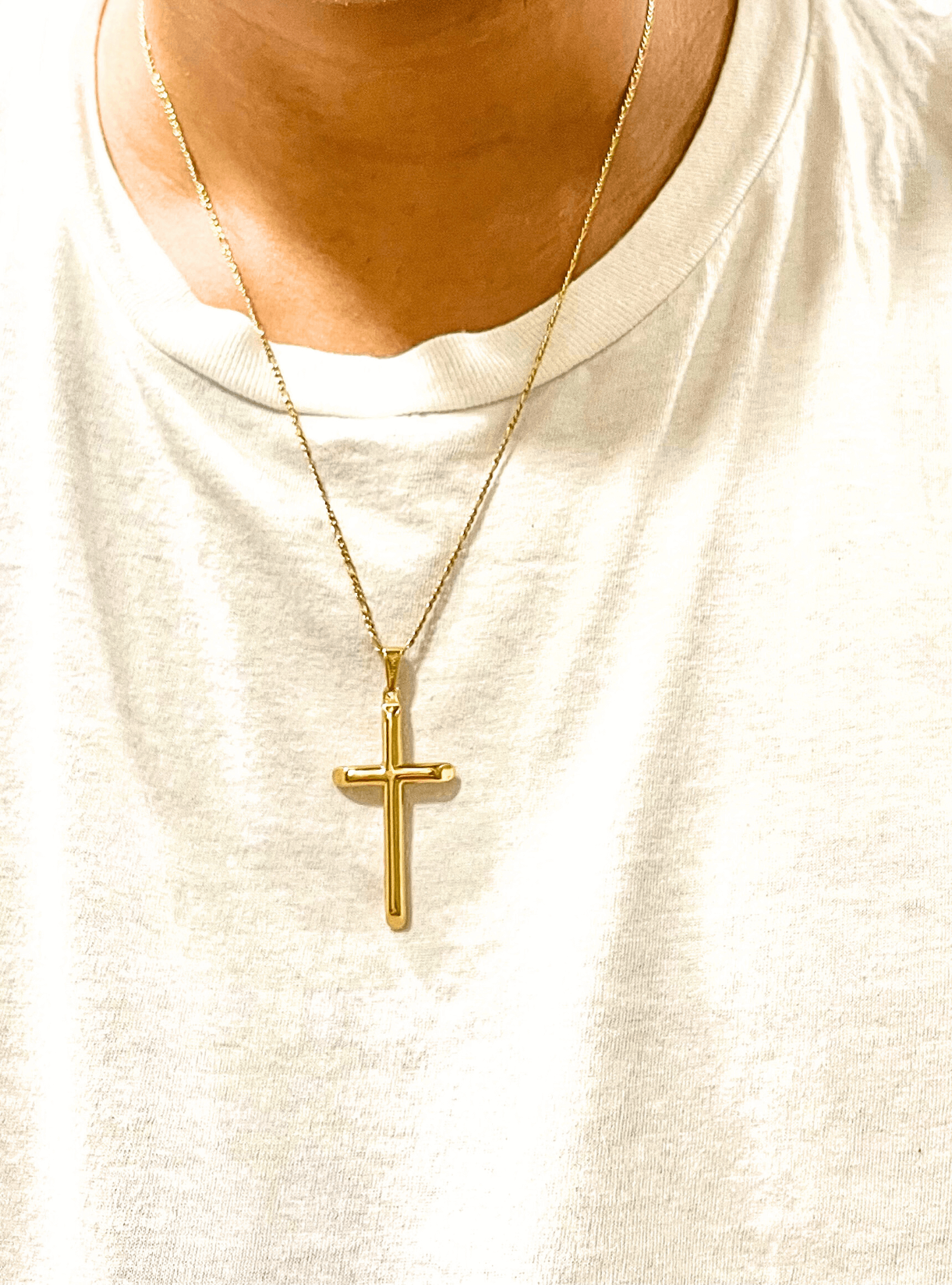 Chic 24K Gold-Plated Figaro Chain Cross Necklace – Incredible Chic