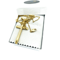 Load image into Gallery viewer, 24k gold overlay Figaro chain cross pendant necklace in gift box with solid plated clasp, perfect for men, women, and teens.
