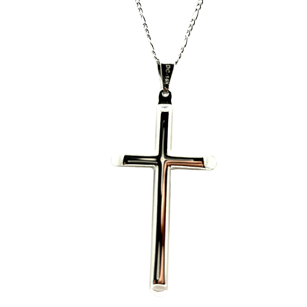 14k gold-plated cross pendant on a delicate chain, showcasing a stunning shine and elegant design.