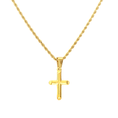 Load image into Gallery viewer, Diamond cut gold-filled rope chain necklace with small cross pendant, 24K gold, 2mm thick.
