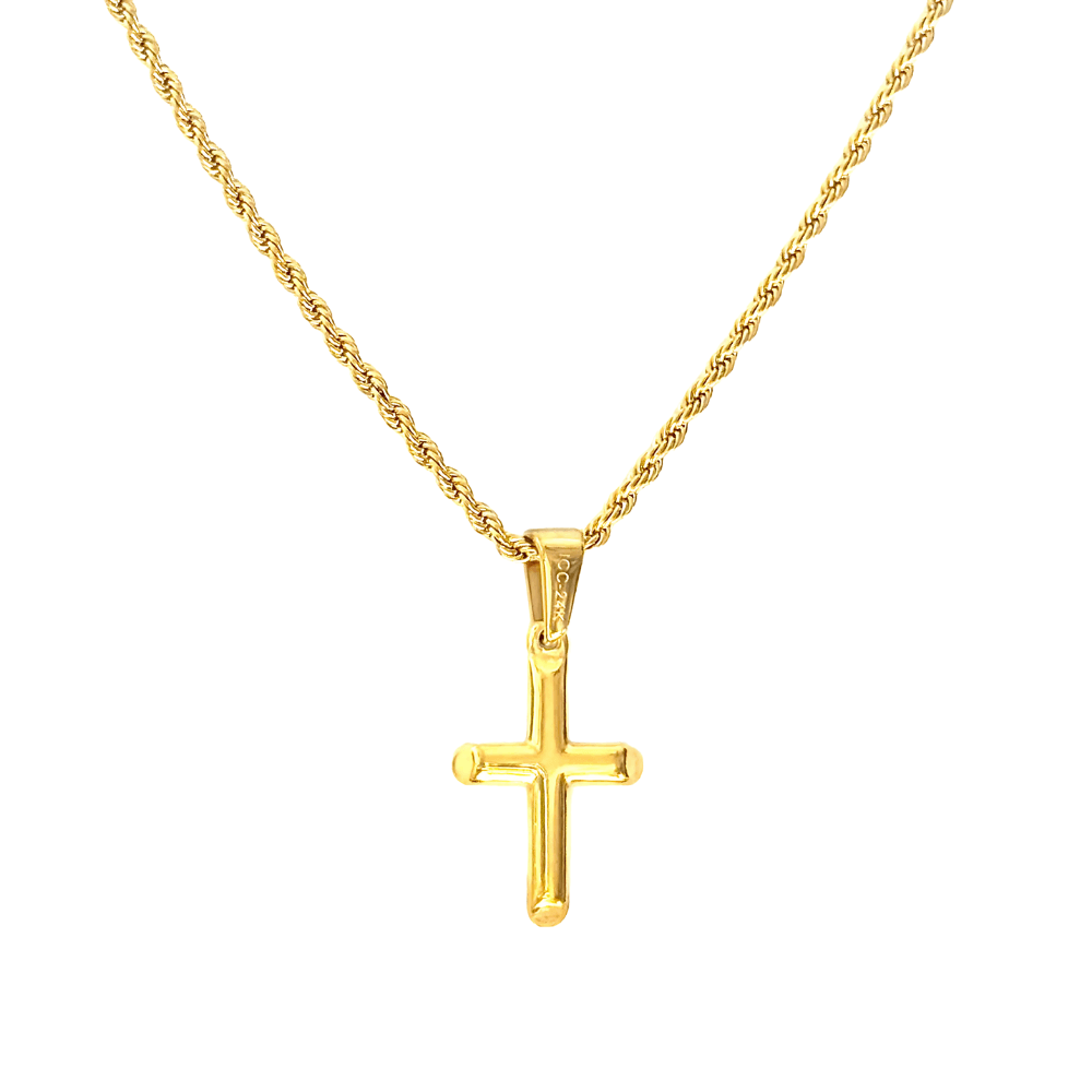 Diamond-Cut Miami Cuban Cross Necklace