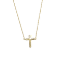 Load image into Gallery viewer, 14k gold cross necklace on a delicate chain, perfect for layering and gifting, ideal dainty accessory for everyday wear.
