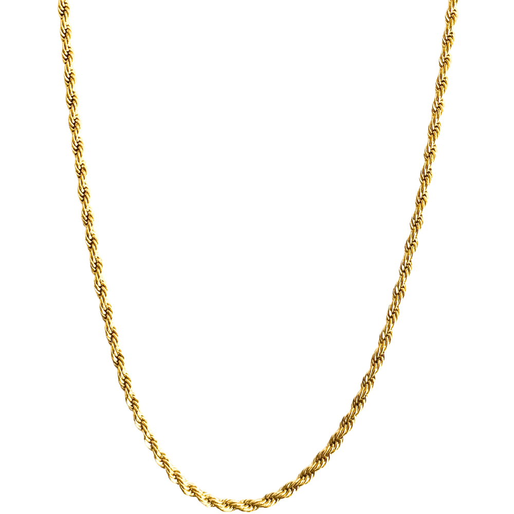 Luxury 24K Gold Plated Rope Chain - 3MM Diamond Cut, perfect for layering with pendants.