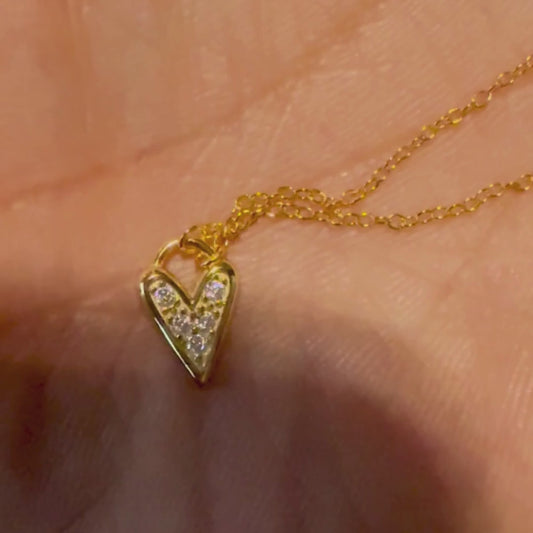 Heart Necklace in 14k Gold – 18" Chain, Classic Elegance - Valentines Gift
