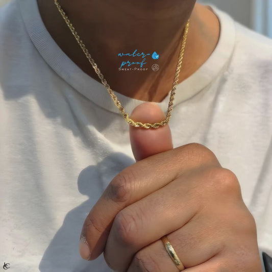 Rope Chain in 24K Yellow Gold- 3mm 18", 20"