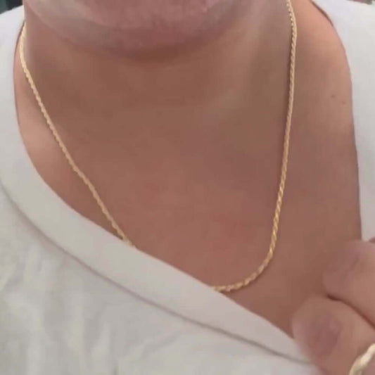 10K Solid Yellow Gold 1.5mm Diamond-Cut Rope Chain Necklace – 20"
