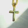 Load and play video in Gallery viewer, 14K Solid Gold Small Cross Necklace with 2mm Wheat Chain, 20 Inch - Unisex
