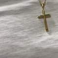 Load and play video in Gallery viewer, 24K gold-filled cross pendant on a delicate rope chain, stylish accessory for men, women, and teens.
