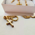 Load and play video in Gallery viewer, Rope Chain in 24K Yellow Gold with Small Cross - 18",20" - Unisex
