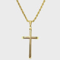 Load and play video in Gallery viewer, Incredible Chic Collections 24K Rope Chain Necklace with Cross Pendant, 3mm 20", Unisex – Gold Plated Finish (0.05–0.5 Microns)
