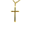 Load image into Gallery viewer, 24k gold cross pendant on a rope chain, showcasing luxury and craftsmanship in real gold plating.
